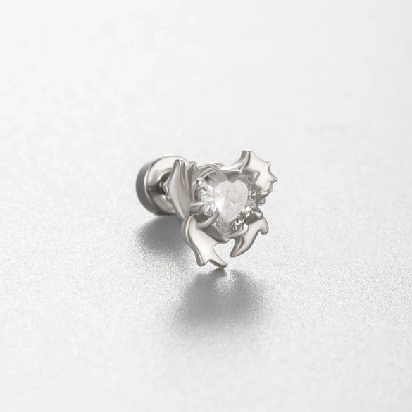 Titanium Steel Cartilage Earrings With Zircon Butterfly Spider Style