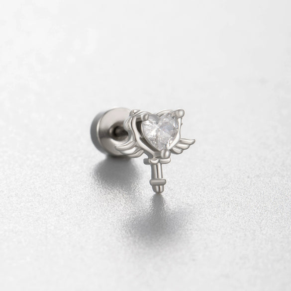 Titanium Steel Cartilage Earrings With Zircon Butterfly Spider Style