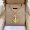 Titanium Steel Cartoon Geometric Anchor Microinlaid Real Gold Unisex Necklace
