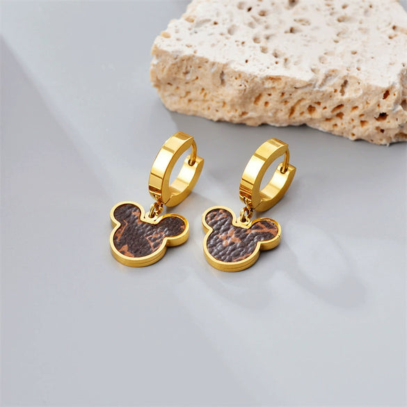 Titanium Steel Cartoon Geometric Earrings Necklace Bracelet Set For Women