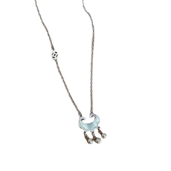 Titanium Steel Cartoon Geometric Electroplated Women's Coin Long Life Lock Fritillary Furnace Real Gold Necklace