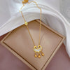 Titanium Steel Cartoon Geometric Electroplated Women's Coin Long Life Lock Fritillary Furnace Real Gold Necklace
