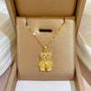Titanium Steel Cartoon Geometric Microinlaid Real Gold Diamond Necklace For Women
