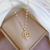Titanium Steel Cartoon Geometric Moon Heart Smart Microinlaid Real Gold Diamond Necklace For Women