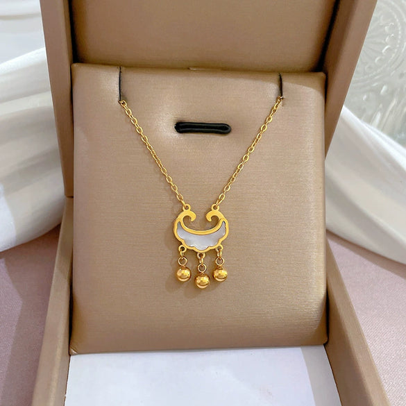 Titanium Steel Cartoon Plant Flowers Geometric Style Electroplated Cold Necklace For Women