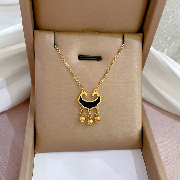 Titanium Steel Cartoon Plant Flowers Geometric Style Electroplated Cold Necklace For Women