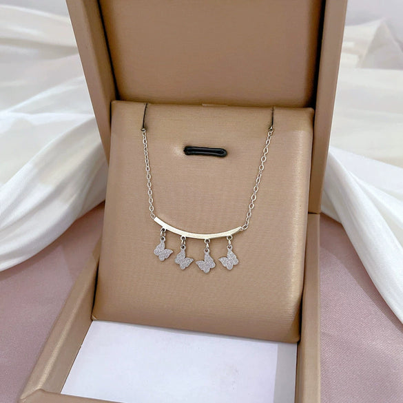 Titanium Steel Cartoon Plant Flowers Geometric Style Electroplated Cold Necklace For Women