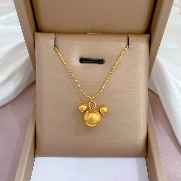 Titanium Steel Cartoon Plant Flowers Geometric Style Electroplated Cold Necklace For Women