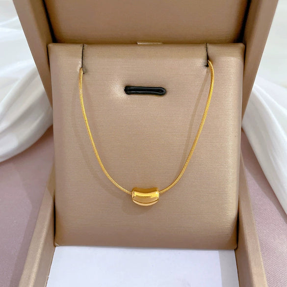 Titanium Steel Cartoon Plant Flowers Geometric Style Electroplated Cold Necklace For Women
