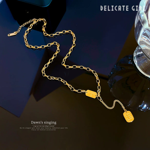 Titanium Steel Cartoon Plant Flowers Geometric Style Electroplated Cold Necklace For Women