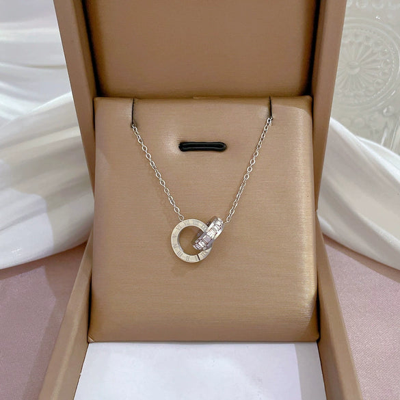 Titanium Steel Cartoon Plant Flowers Geometric Style Electroplated Cold Necklace For Women