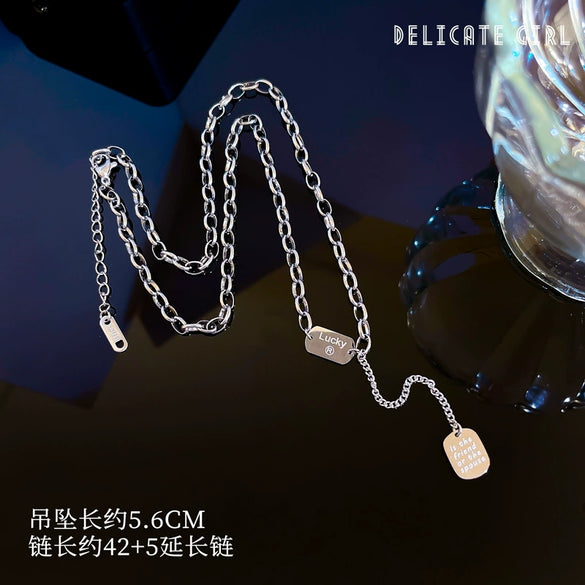 Titanium Steel Cartoon Plant Flowers Geometric Style Electroplated Cold Necklace For Women