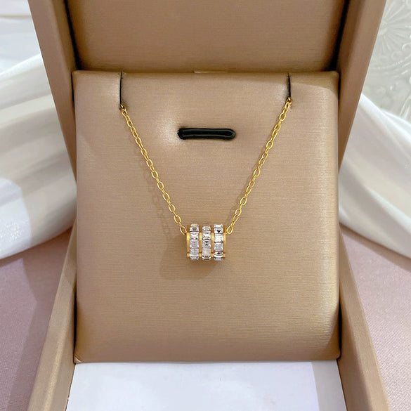 Titanium Steel Cartoon Plant Flowers Geometric Style Electroplated Cold Necklace For Women