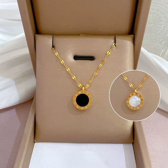 Titanium Steel Cartoon Plant Flowers Geometric Style Electroplated Cold Necklace For Women