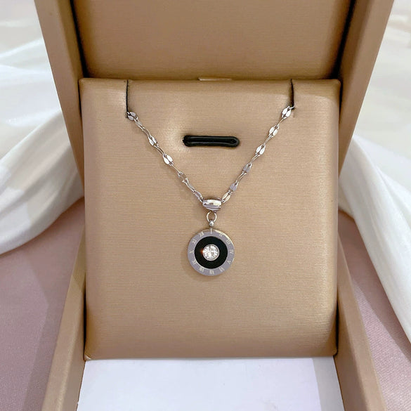 Titanium Steel Cartoon Plant Flowers Geometric Style Electroplated Cold Necklace For Women