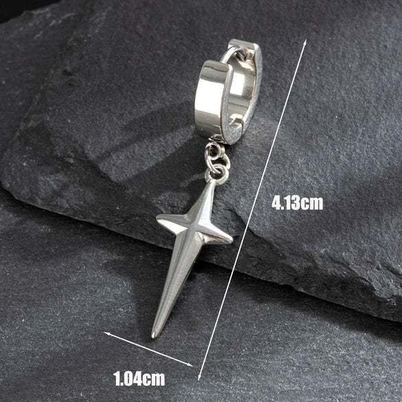 Titanium Steel Casting Cross Star High Sense Hip Hop Unisex Earrings