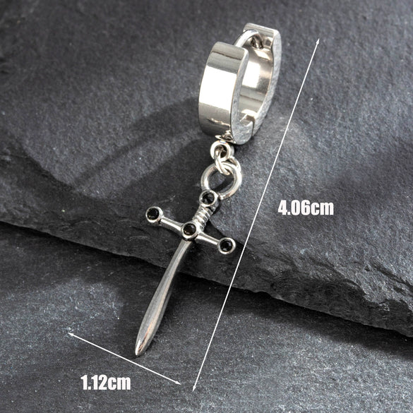 Titanium Steel Casting Cross Star High Sense Hip Hop Unisex Earrings