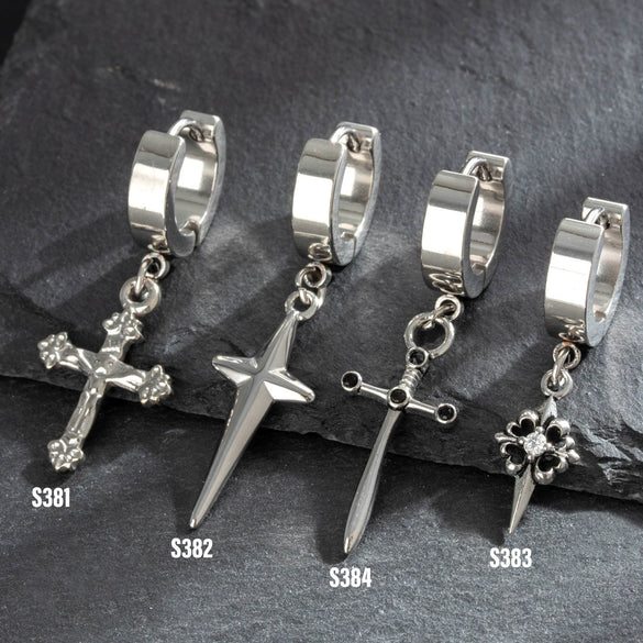 Titanium Steel Casting Cross Star High Sense Hip Hop Unisex Earrings