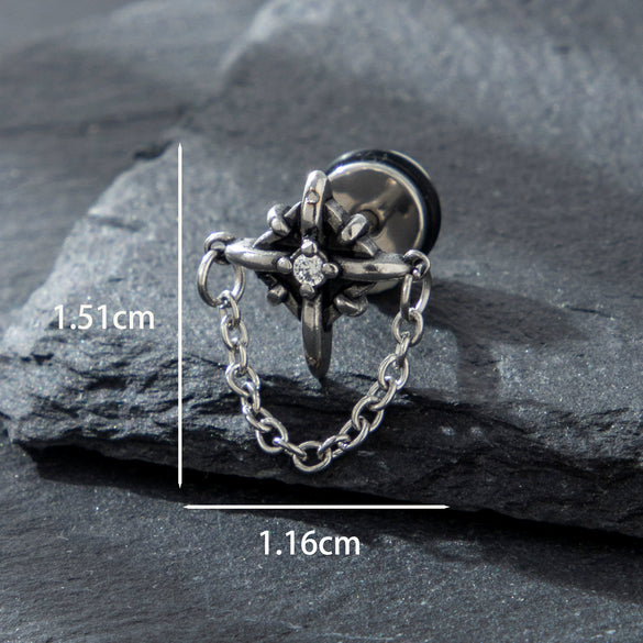 Titanium Steel Casting Crown Chain Polishing Unisex Fashionable Distinctive Earrings