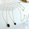 316L Stainless Steel Cat's Eye Pendant Clavicle Chain Necklace With Geometric Pattern And Electroplating Treatment For Women
