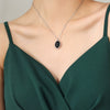 316L Stainless Steel Cat's Eye Pendant Clavicle Chain Necklace With Geometric Pattern And Electroplating Treatment For Women
