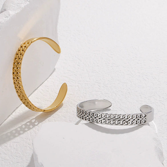 Titanium Steel Chain Bracelet For Women With Geometric Personality Niche Design And Electroplating Process