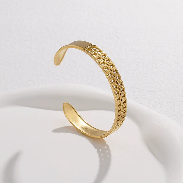 Titanium Steel Chain Bracelet For Women With Geometric Personality Niche Design And Electroplating Process