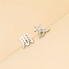 Titanium Steel Chinese Character Geometric Style Electroplated Earrings