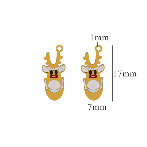 Titanium Steel Christmas Deer Head Pendant Jewelry With Letters Numbers Text Electroplated