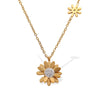 316L Stainless Steel Chrysanthemum Daisy Electroplated 18K Gold Women's Necklace