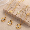 316L Stainless Steel Chrysanthemum Daisy Electroplated 18K Gold Women's Necklace