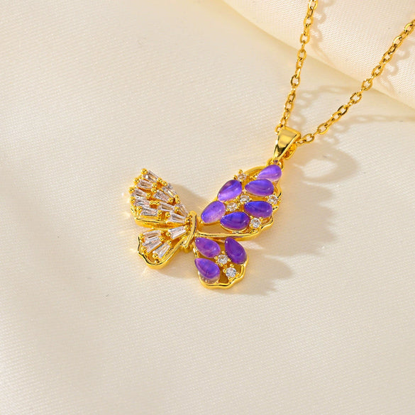 Titanium Steel Clavicle Chain With Geometric Butterfly Design Women's Style