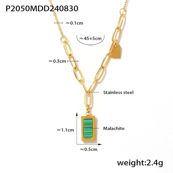 316L Stainless Steel Clavicle Necklace Geometric Striped Retro Style 18K Gold Plated