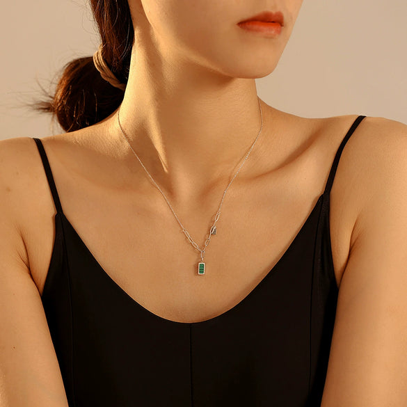 316L Stainless Steel Clavicle Necklace Geometric Striped Retro Style 18K Gold Plated