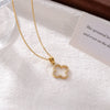 Titanium Steel Clavicle Necklace Minimalist Geometric Leaves Electroplated O Chain For Women