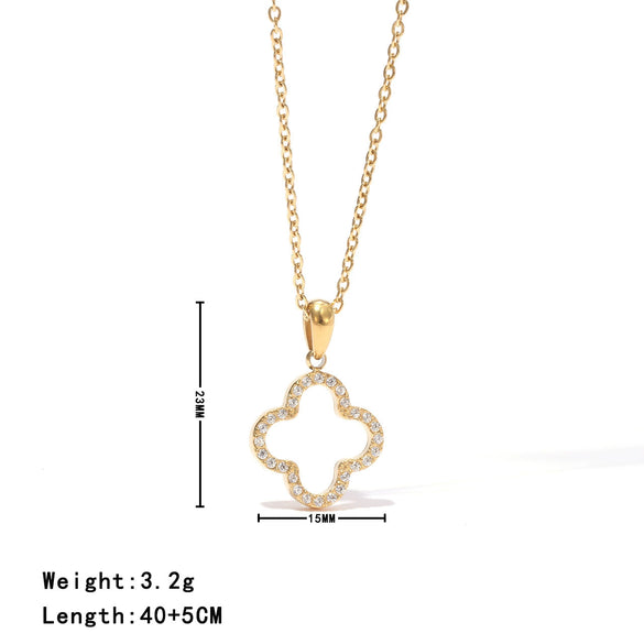 Titanium Steel Clavicle Necklace Minimalist Geometric Leaves Electroplated O Chain For Women