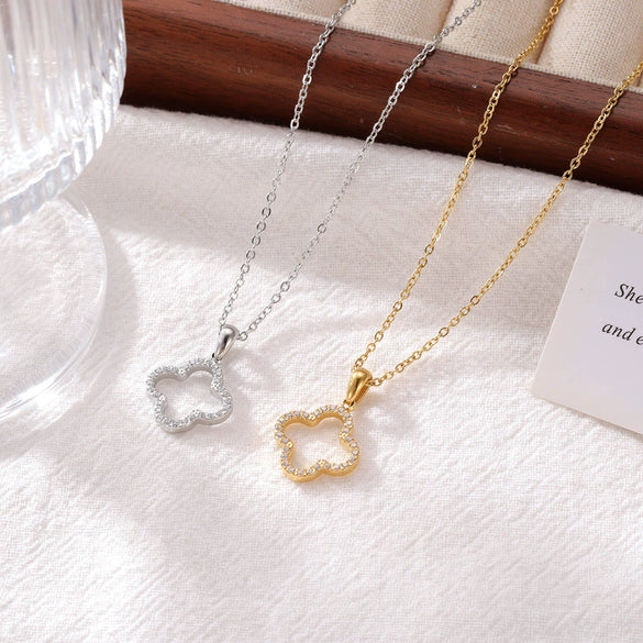 Titanium Steel Clavicle Necklace Minimalist Geometric Leaves Electroplated O Chain For Women