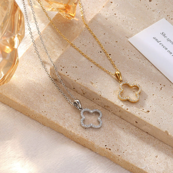 Titanium Steel Clavicle Necklace Minimalist Geometric Leaves Electroplated O Chain For Women