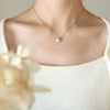 316L Stainless Steel Clavicle Necklace With Shell Pearl Elegant Geometric Design 18K Gold Plated