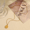 316L Stainless Steel Coin Pendant Women's Clavicle Chain Necklace Electroplated Simple Round Design