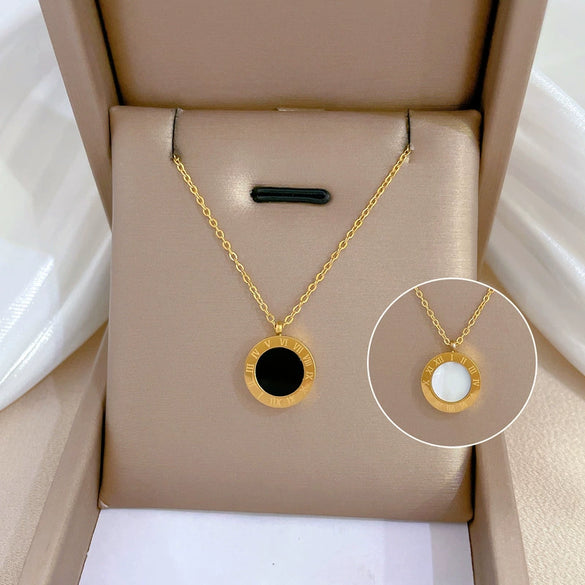 Titanium Steel Cold Necklace With Geometric Pattern And Real Gold Electroplated Cartoon Style For Unisex