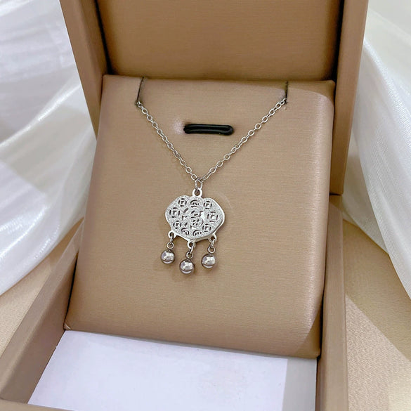 Titanium Steel Cold Necklace With Geometric Pattern And Real Gold Electroplated Cartoon Style For Unisex