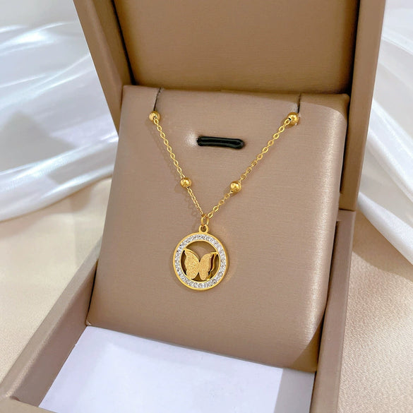 Titanium Steel Cold Necklace With Geometric Pattern And Real Gold Electroplated Cartoon Style For Unisex