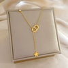 Titanium Steel Cold Necklace With Geometric Pattern And Real Gold Electroplated Cartoon Style For Unisex