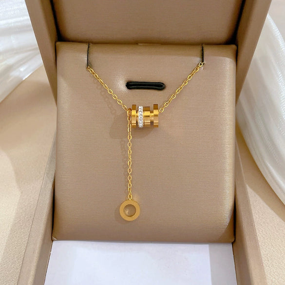 Titanium Steel Cold Necklace With Geometric Pattern And Real Gold Electroplated Cartoon Style For Unisex