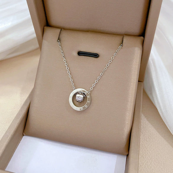 Titanium Steel Cold Necklace With Geometric Pattern And Real Gold Electroplated Cartoon Style For Unisex