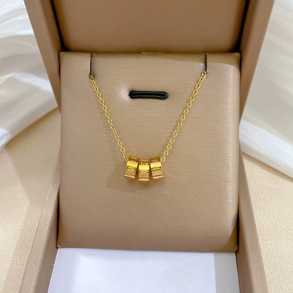 Titanium Steel Cold Necklace With Geometric Pattern And Real Gold Electroplated Cartoon Style For Unisex