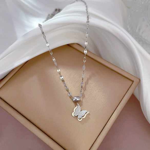 Titanium Steel Cold Necklace With Geometric Pattern And Real Gold Electroplated Cartoon Style For Unisex