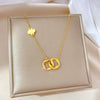 Titanium Steel Cold Necklace With Geometric Pattern And Real Gold Electroplated Cartoon Style For Unisex