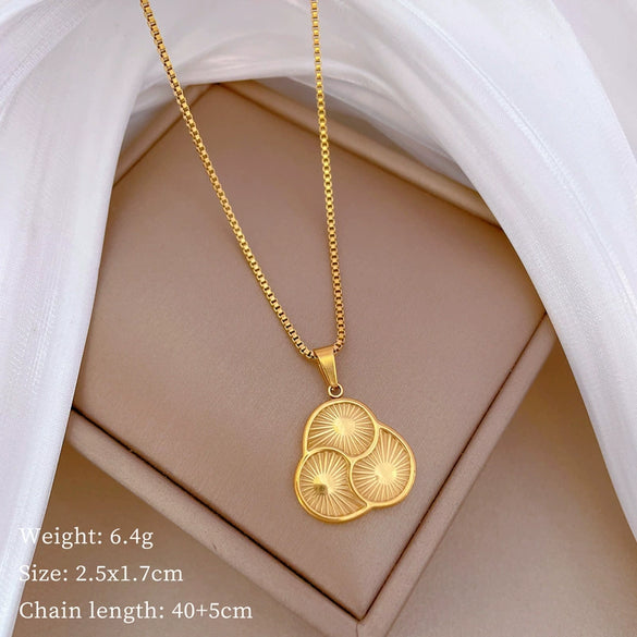Titanium Steel Cold Necklace With Geometric Pattern Cartoon And Plant Flowers Style Electroplating Treatment Unisex